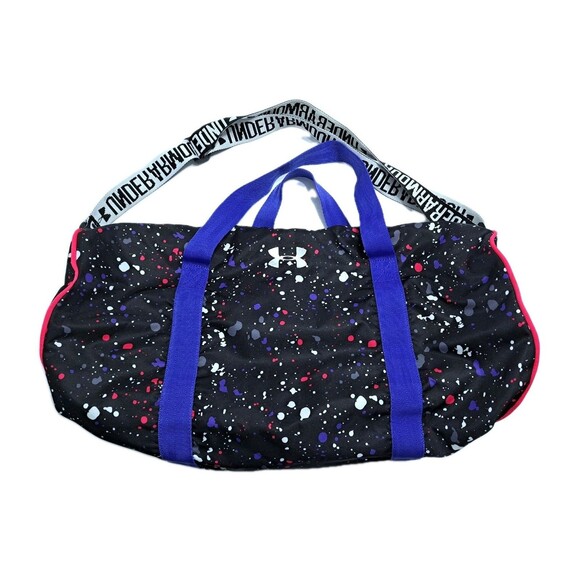 Under Armour Handbags - Under Armour Paint Splatter Duffel Gym Travel Weekend Black Womens Yoga Bag